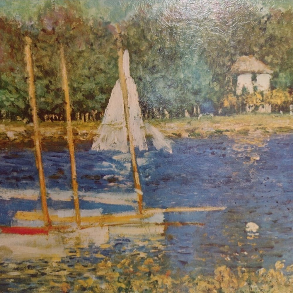 Vtg Claude Monet Bassin D' Argenteuil Lithograph  16 X 20 Victorian Art Sailboat - Picture 5 of 9